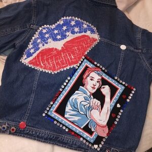 Denim Jacket with Pop Art Patches